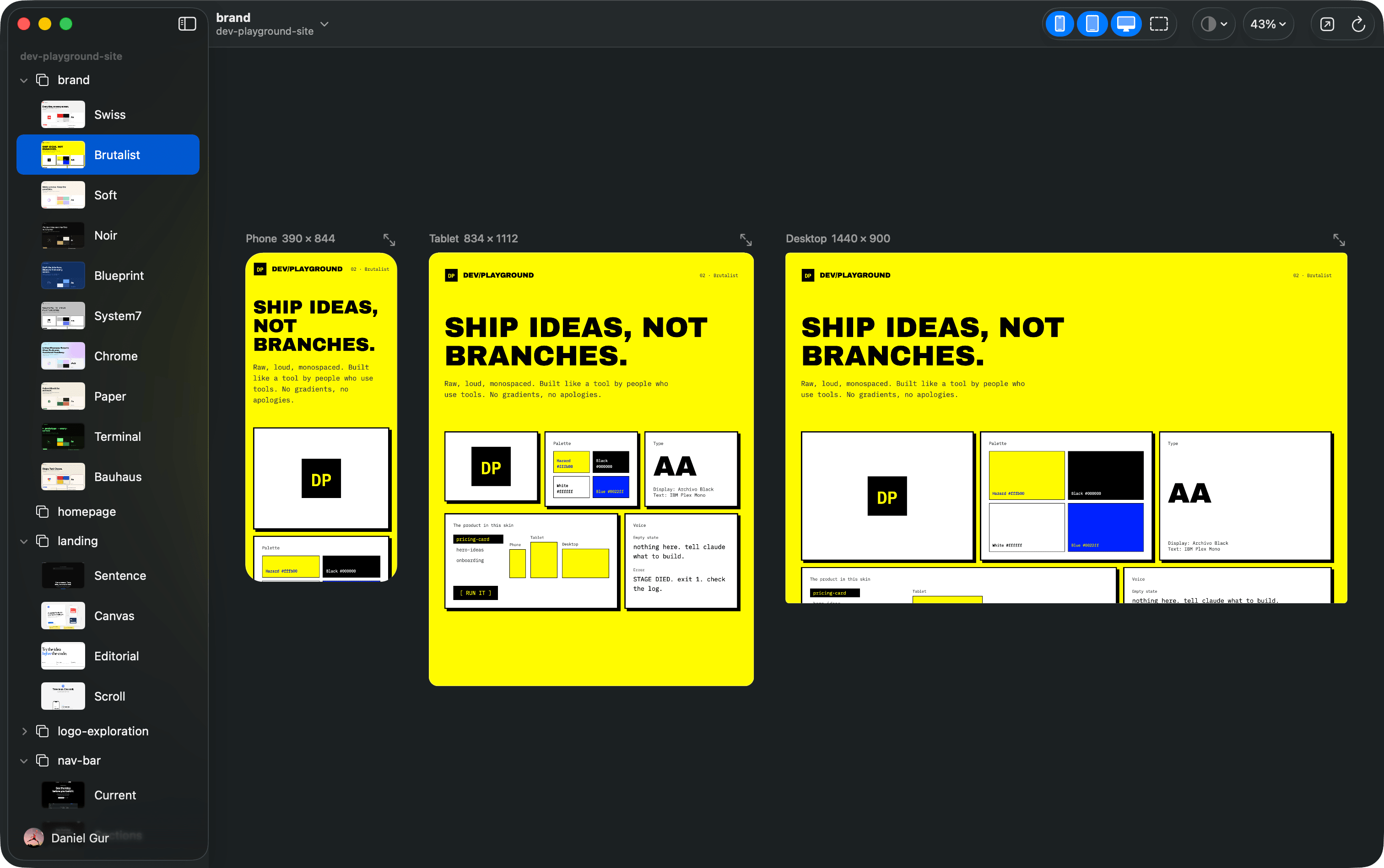 One take on a bold yellow landing page, shown on phone, tablet and desktop side by side